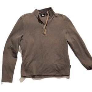 Hugo Boss Men's Quarter Zip Collared Sweater in Olive Green Size S